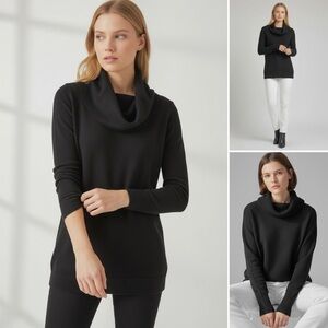 French Connection Cowl Neck Knit Sweater Long Sleeve Stretch Ribbed Cuff and Hem